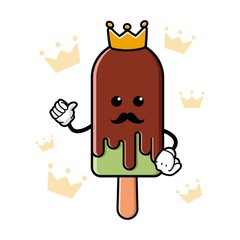 Wall Mural - cute king ice cream cartoon mascot character