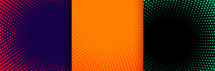 Wall Mural - abstract halftone background set of three