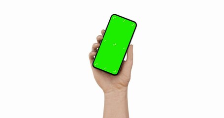 Wall Mural - smartphone blank screen in hand, angled position, the phone turns on after shaking - animation best 