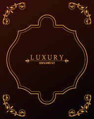 Poster - luxury golden frame victorian style in red wine background