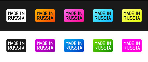 Canvas Print - Set Made in Russia icon isolated on black and white background. Vector.