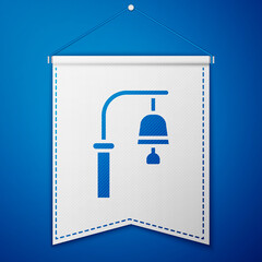 Wall Mural - Blue Train station bell icon isolated on blue background. White pennant template. Vector.