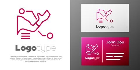 Sticker - Logotype line Prosthesis hand icon isolated on white background. Futuristic concept of bionic arm, robotic mechanical hand. Logo design template element. Vector.