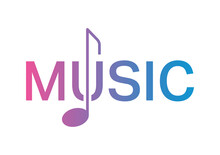 Pink-blue Gradient Music Logo. Music And Musical Note Concept