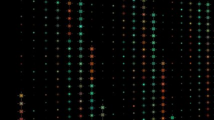 Wall Mural - isolated black background. abstract grid of moving multicolored shimmering squares. background of a 