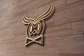 Wall Mural - 3d owl face logo design concept