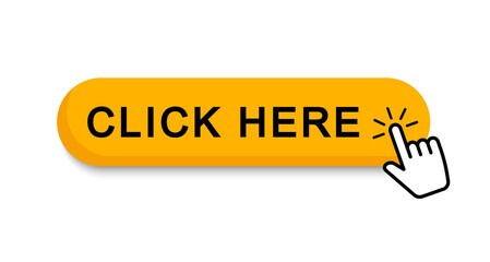 Wall Mural - click here button with hand cursor. action button click here. hand pointer clicking. vector illustra