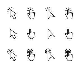 Wall Mural - pointer click icon set. hand cursor click. arrow pointer. computer mouse cursor. clicking finger poi