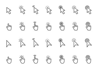 Wall Mural - pointer click icon set. hand cursor click. arrow pointer. computer mouse cursor. clicking finger poi