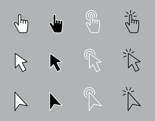 Wall Mural - pointer click icon set. hand cursor click. arrow pointer. computer mouse cursor. clicking finger poi