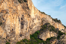 The Top Of The Limestone Mountain Along The Coast. Marina Di Camerota, Italy.