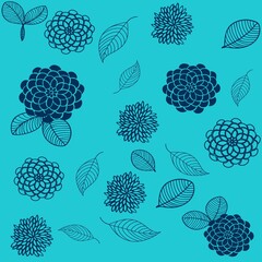 Wall Mural - Illustration pattern blue flowers and background for fashion design or other products.