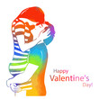 Lovers hug. Happy Valentine's Day. T-shirt print. Vector illustration