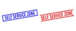 © Tensor Designs - SELF SERVICE ZONE rubber watermarks with grunge texture. Vectors designed with double lines, in blue and red colors. Text placed inside double rectangle frame and parallel lines.