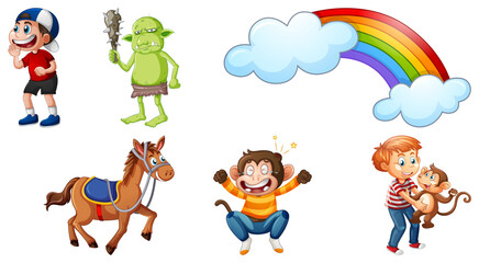 Sticker - Set of different nursery rhyme character isolated on white background