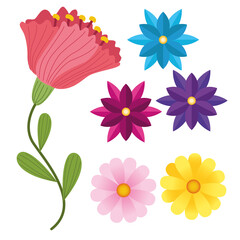 Sticker - bundle of six flowers colors icons