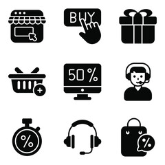 Canvas Print - Cyber Monday icons Set of E-Commerce and Shopping related Vector Glyph Icons.