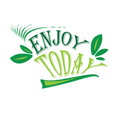 enjoy today textile green and lemon color t shirt design