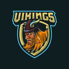 Vikings mascot logo design illustration for sport or e-sport team