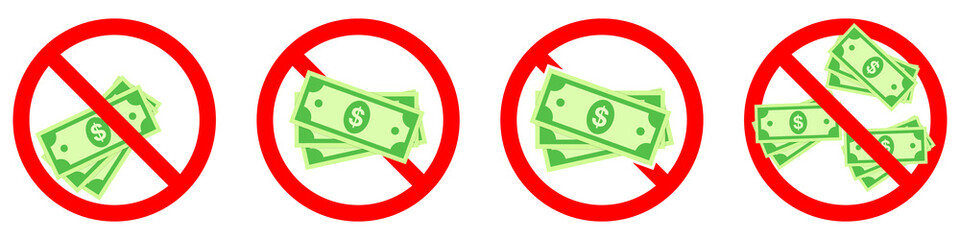 Wall Mural - cash ban icon. paper money is prohibited. stop paper dollar icon.