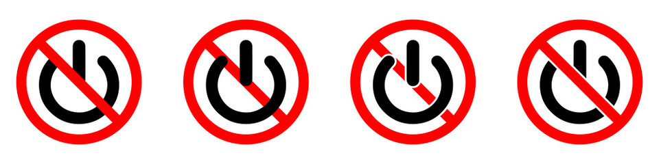 Wall Mural - no power button. power ban icon. on, off is prohibited. vector illustration.