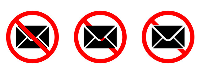 Sticker - Mail ban icon. Letter is prohibited. Stop email icon.