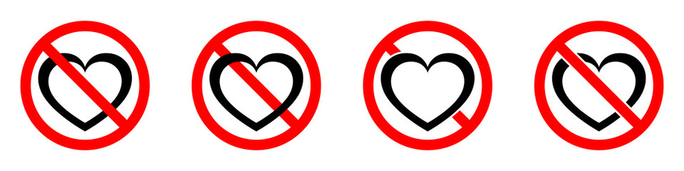 Wall Mural - love is prohibited. stop heart icon. vector illustration.