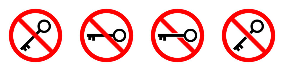 Canvas Print - key is prohibited. no key icon. stop key icon. vector illustration.