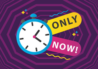 Canvas Print - only now sale countdown lettering with chronometer in purple background