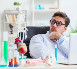 Sticker - Funny doctor having fun in hospital lab