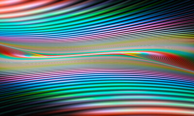 Wall Mural - Abstract multi-colored surreal fractal lines landscape. Computer generated image. Fantastic rainbow linescape from fictional world. 3D rendering.