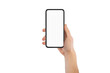 © Prostock-studio - Male hand holding cellphone with white blank empty screen