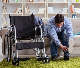 Wall Mural - Disabled man recovering at home