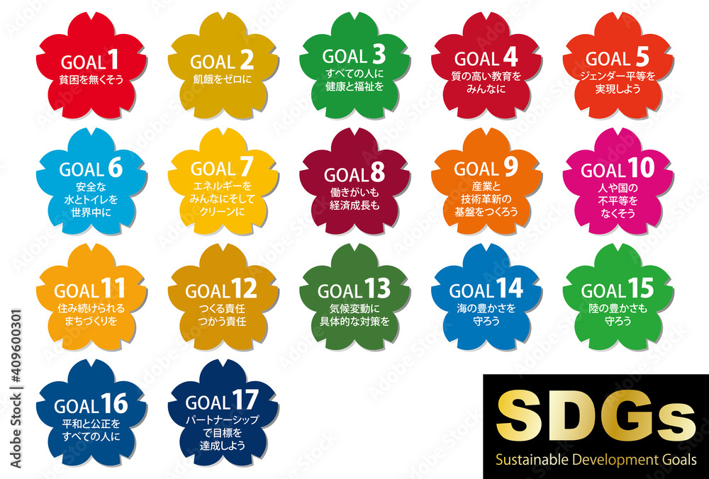 Sdgsの17の目標cmyk指定色スウォッチ付桜のアイコンセット 日本語 Wall Mural Ruribyaku Sdgsの17の目標cmyk指定色スウォッチ付桜のアイコンセット 日本語 Wall Mural Ruribyaku