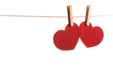 Sticker - Clothes pegs and two red paper hearts