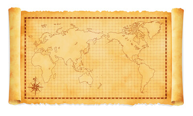 Wall Mural - Old vintage world map vector illustration