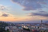 Fototapeta Boho - Lookout at sunset from Michelangelo Square in Florence, Italy.
