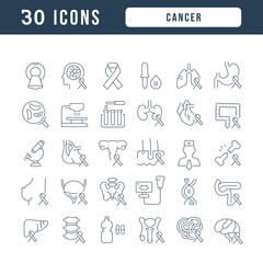 Wall Mural - Set of linear icons of Cancer