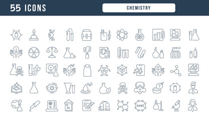 Wall Mural - set of linear icons of chemistry