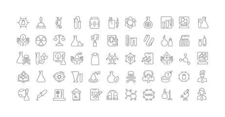 Wall Mural - set of linear icons of chemistry