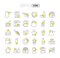 Poster - Set of linear icons of Coffee