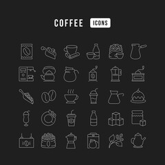 Poster - Set of linear icons of Coffee