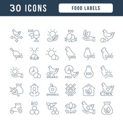 Wall Mural - Set of linear icons of Food Labels