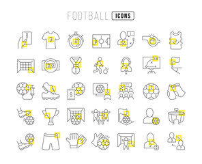 Poster - Set of linear icons of Football