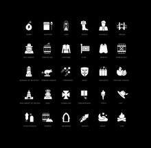 Set Of Simple Icons Of Guy Fawkes Night