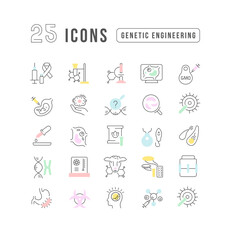 Sticker - Set of linear icons of Genetic Engineering