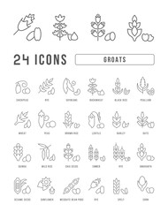Wall Mural - set of linear icons of groats
