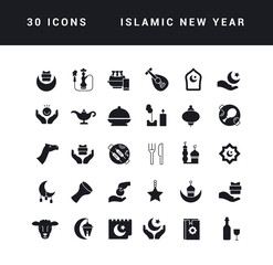 Canvas Print - Vector Simple Icons of Islamic New Year