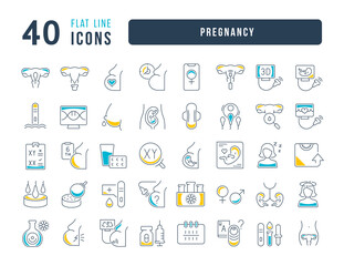 Wall Mural - set of linear icons of pregnancy