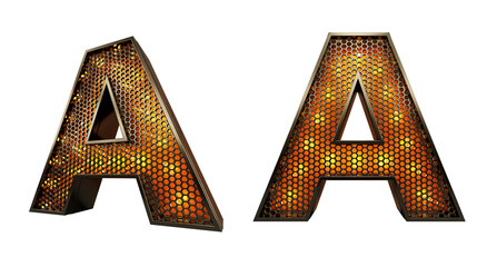 Wall Mural - Letter A. Realistic alphabet with lights and grid